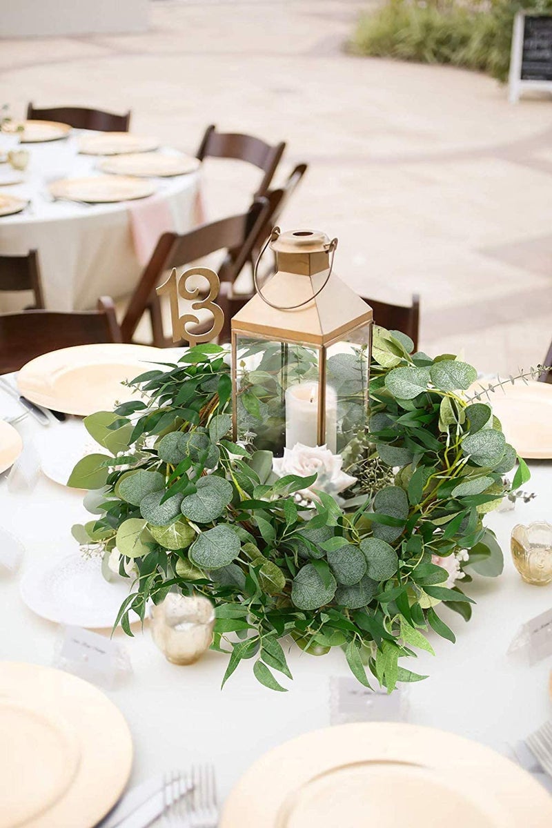 Trimgrace 4 Pack 6.5 Feet Artificial Eucalyptus Garland with Willow Leaves Vine Greenery for Wedding Table Runner Centerpiece Arch Bridal Baby Shower Fireplace Decor - Image 5